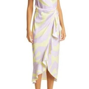 Mother of All Lavender & Yellow Draped Wrap Maxi Dress